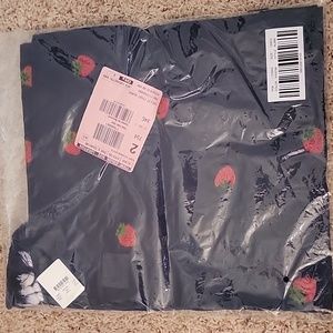 J. Crew navy blue summer scarf with embroidered strawberries